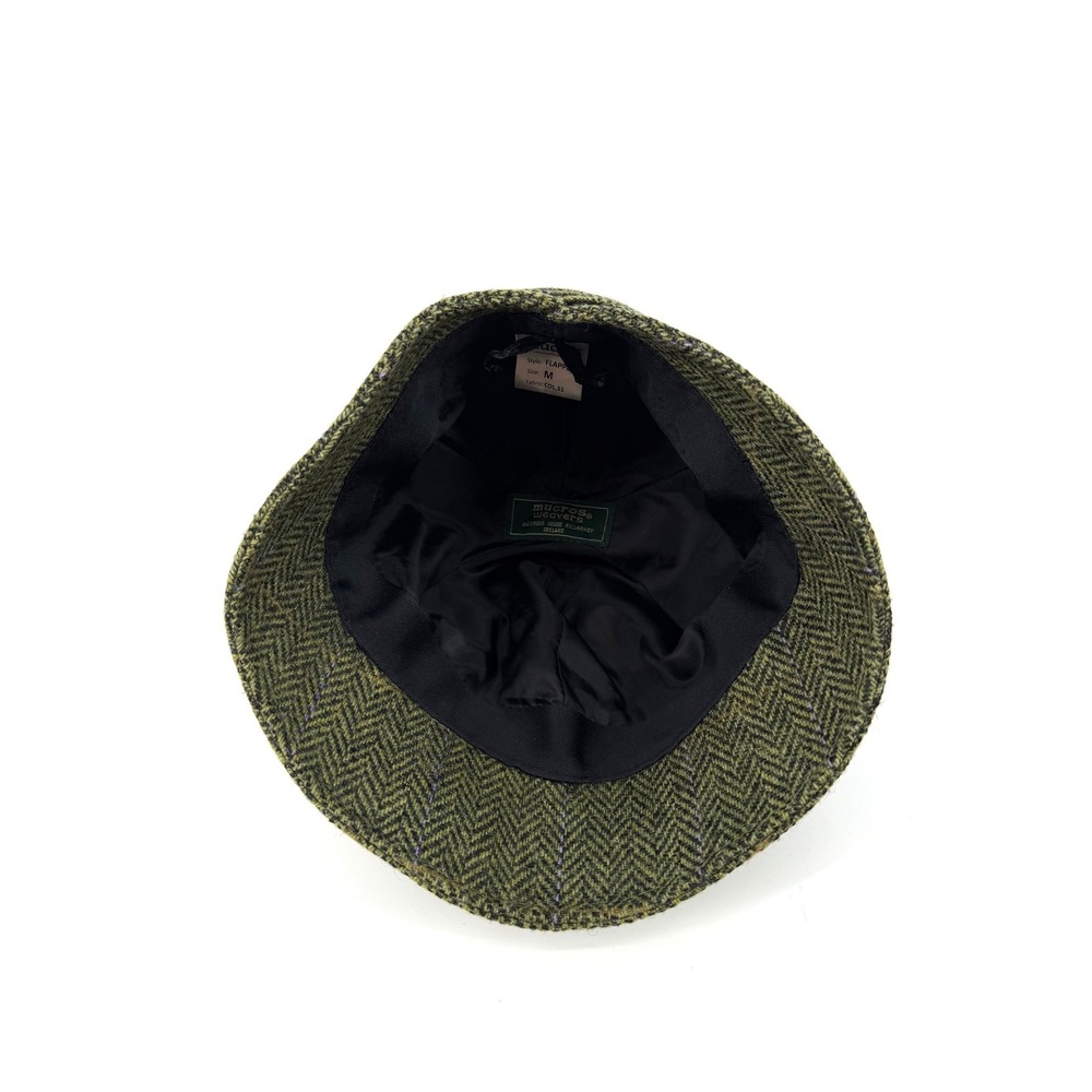 Mucros Weavers Ireland Women Green Wool Tweed Herringbone Flapper Cloche Hat M - Picture 9 of 10